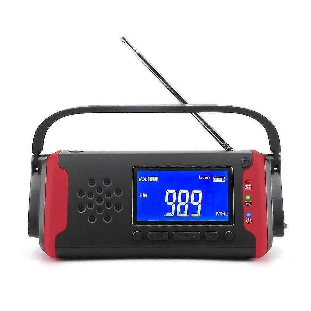 4000Mah solar radio portable emergency radio am/fm radio lcd multifunctional with led flashlight solar mobile powerbank radio