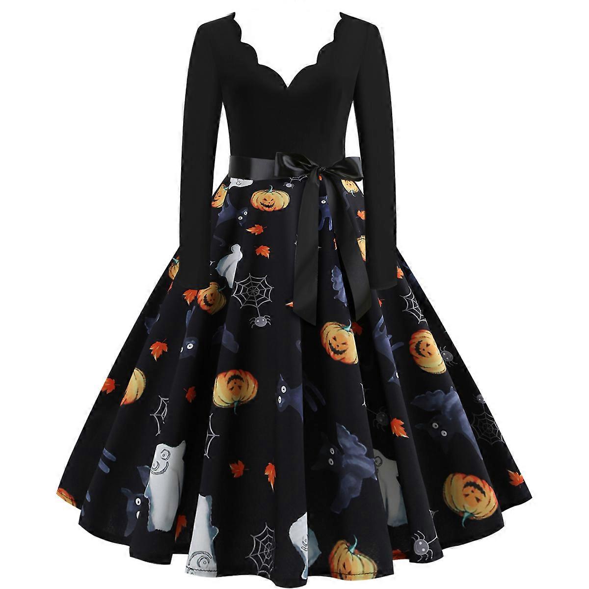 [newpattern] robe d'Halloween dcontracte manches longues pour femmes