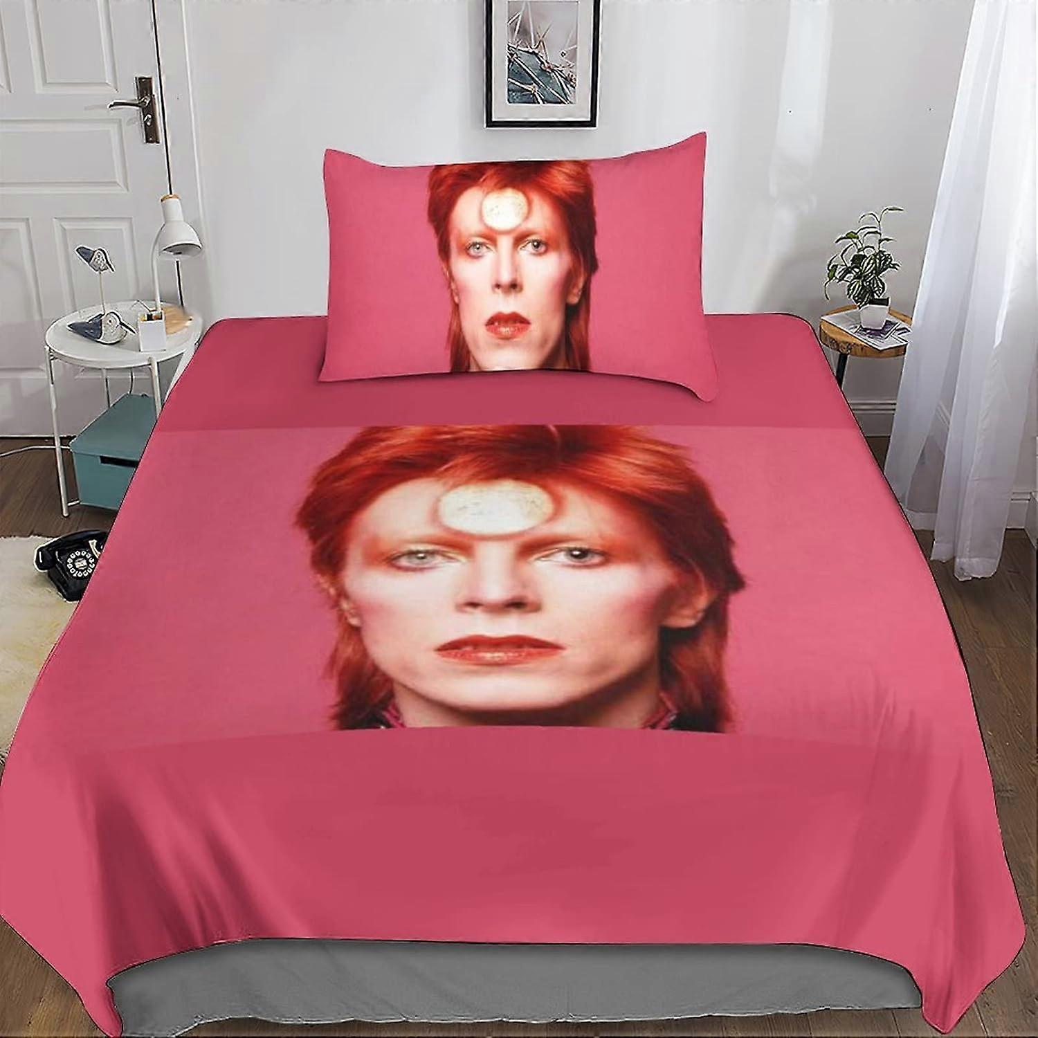 Kerota David Bowie Set Biancheria Da Letto A Pezzi con Copripiumino e Federa, Microfibra, Rock 'n' Roll Singer Stampa Digitale D Singlex 135*200 CM...