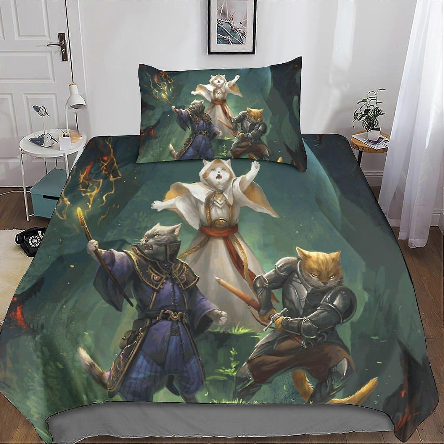 غطاء لحاف كات المطبوع D ، غطاء لحاف من الألياف الدقيقة ، طقم مفروشات من الألياف الدقيقة من القطط للبالغين بسحاب قطعة مفردة 135 * 200 سم