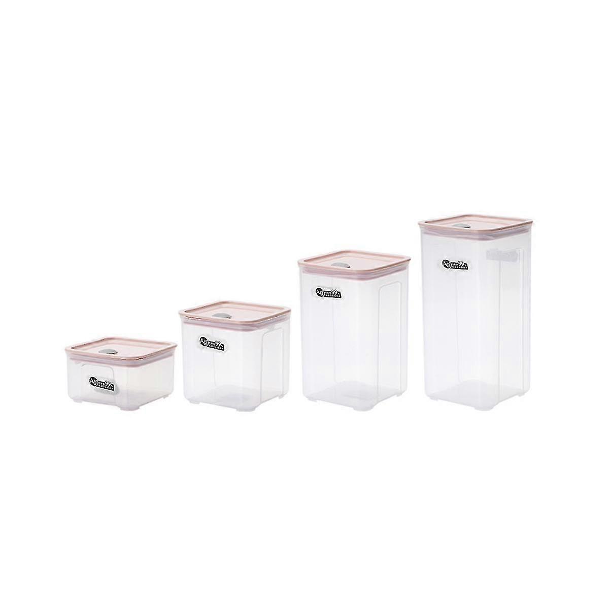 4pcs PP食品収納ボックスプラスチッククリアセット注ぎ蓋付きボトルジャー乾燥穀物タンク400L-1700L
