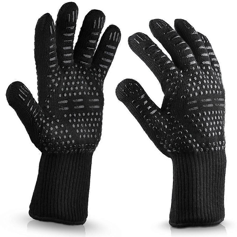 1 Pair Heat Resistant Thick Silicone Cooking Baking Barbecue Oven Gloves BBQ Grill Mittens Dish Was