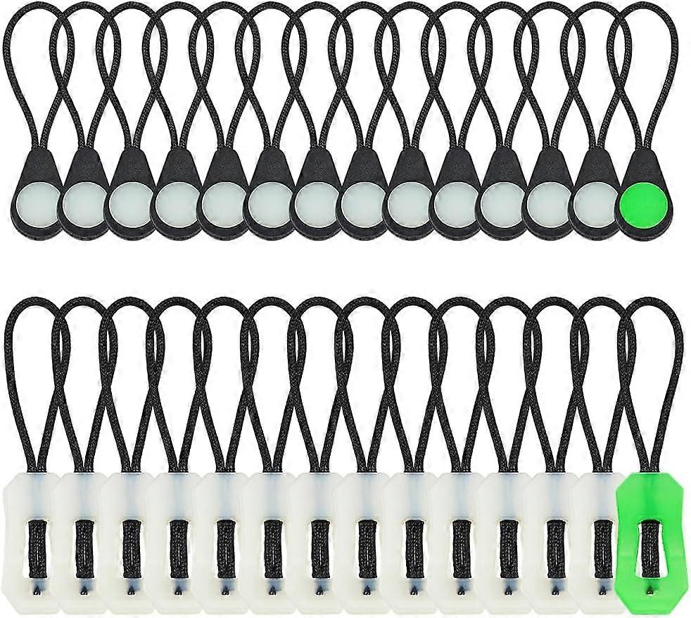 28 Pcs 2 Styles Self Luminous Zipper Pulls Cord Extender Luminous Silicone Zipper Puller Head Glow in The Dark Zipper Pull for Traveling Case Luggage