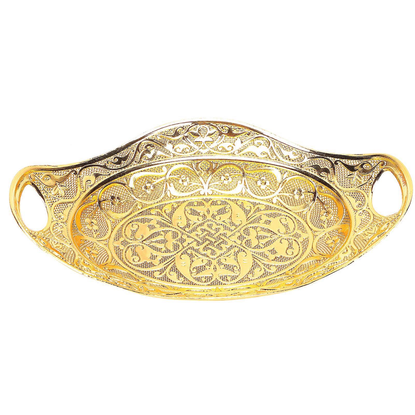 Fruit Tray Oval Peafowl Grain Auriculate Zinc Alloy Gifts for Birthdays New Years Anniversaries Parties