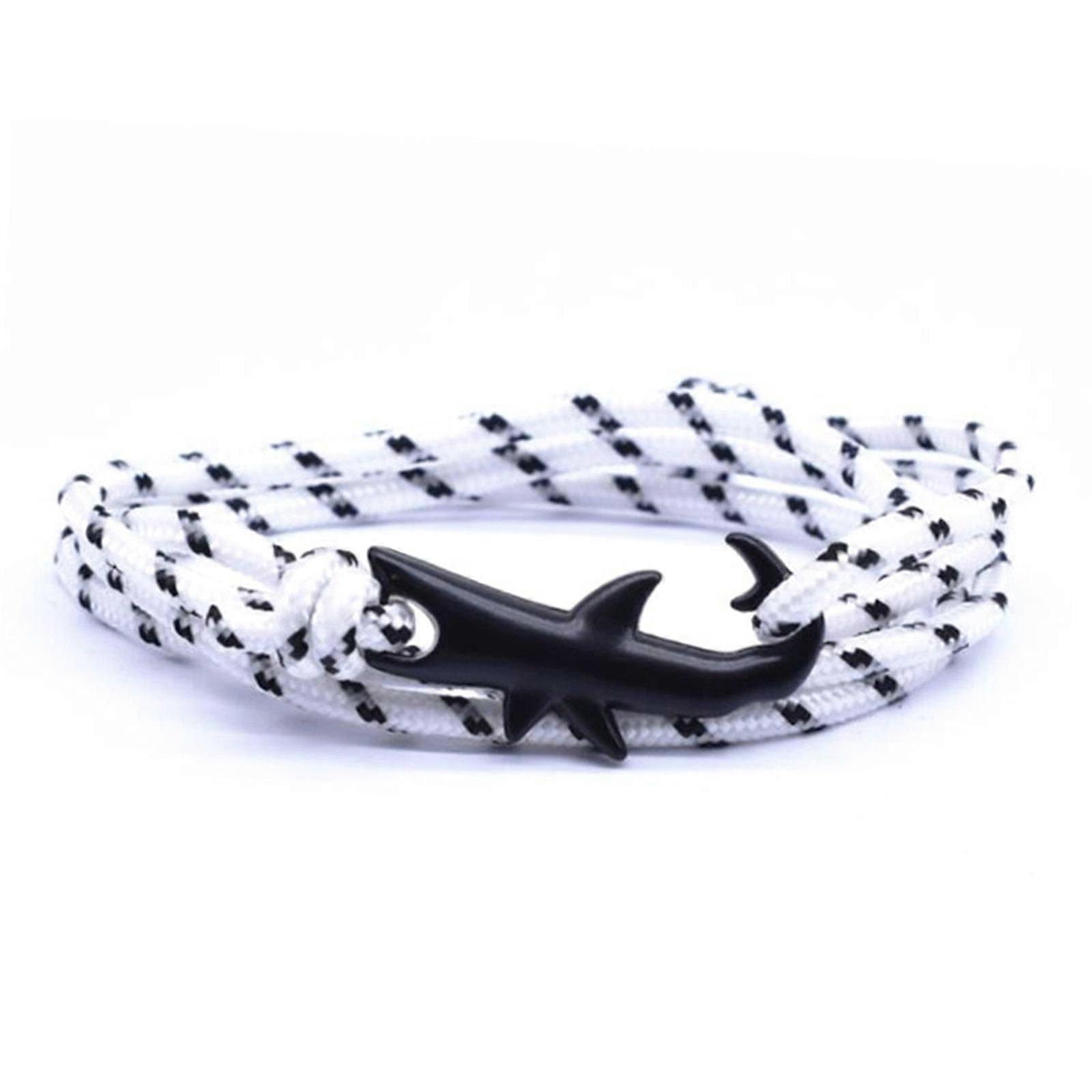 Shark Bracelet Fashion Punk Alloy Shark Tail Hook Rope Link Bracelet Unisex