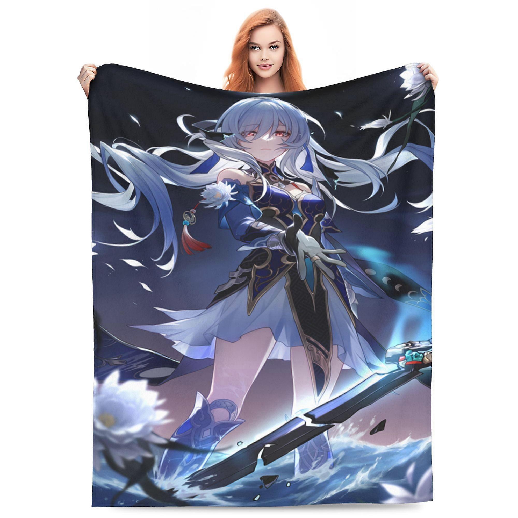 Jingliu Honkai Star Rail Bed Blanket 3D Printed Throw Blanket Lightweight Super Soft Air Conditioning Room All Season Blanket Sofa Couch Bed Fans Cart
