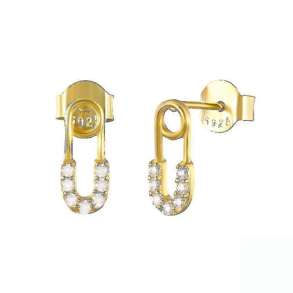 Ear Studs Golden S925 Pin Diamonds Embeded Ear Clips Earrings For Daily Use