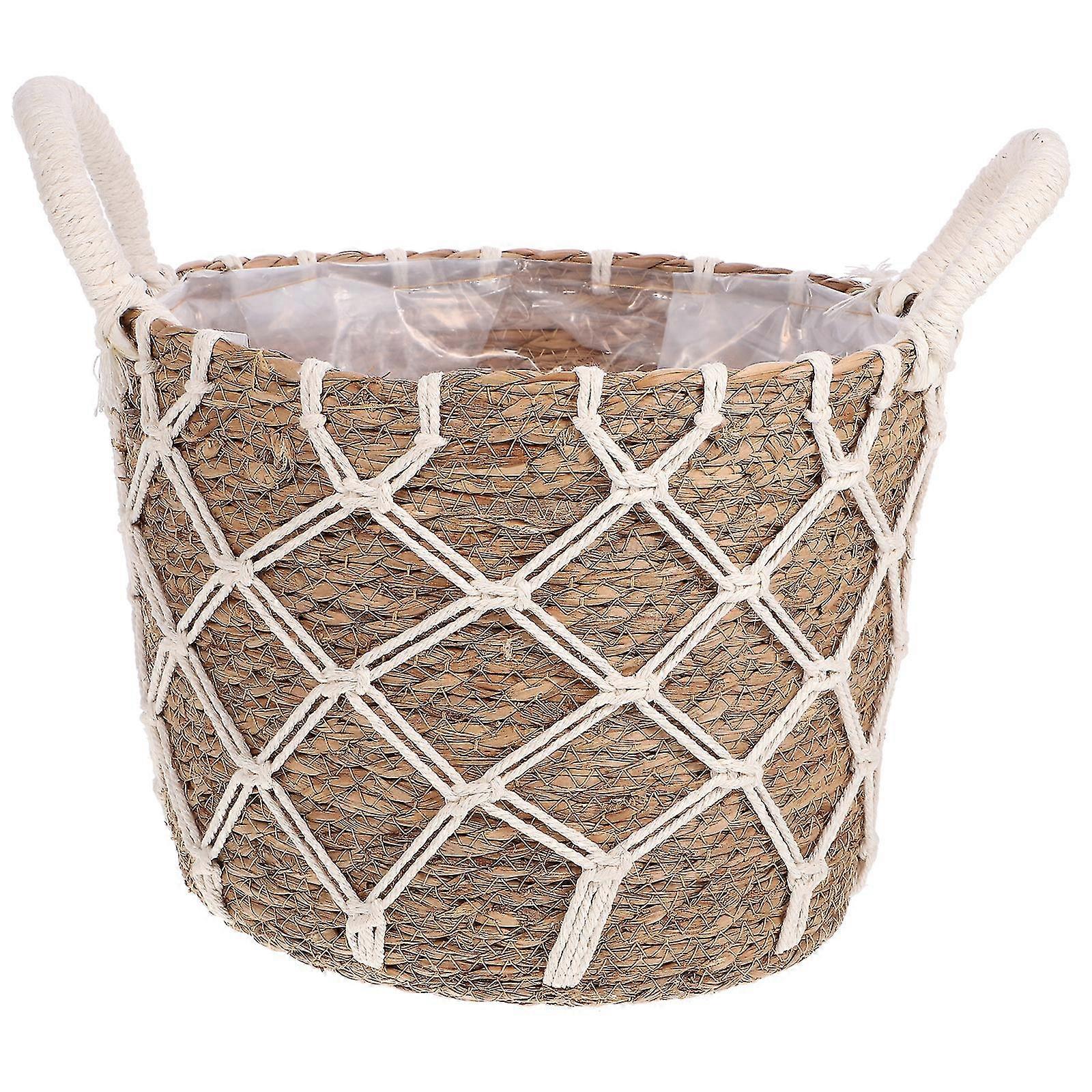 Straw Woven Planter Basket Natural Plant Pot Container Hand Woven Plant Flower Pot