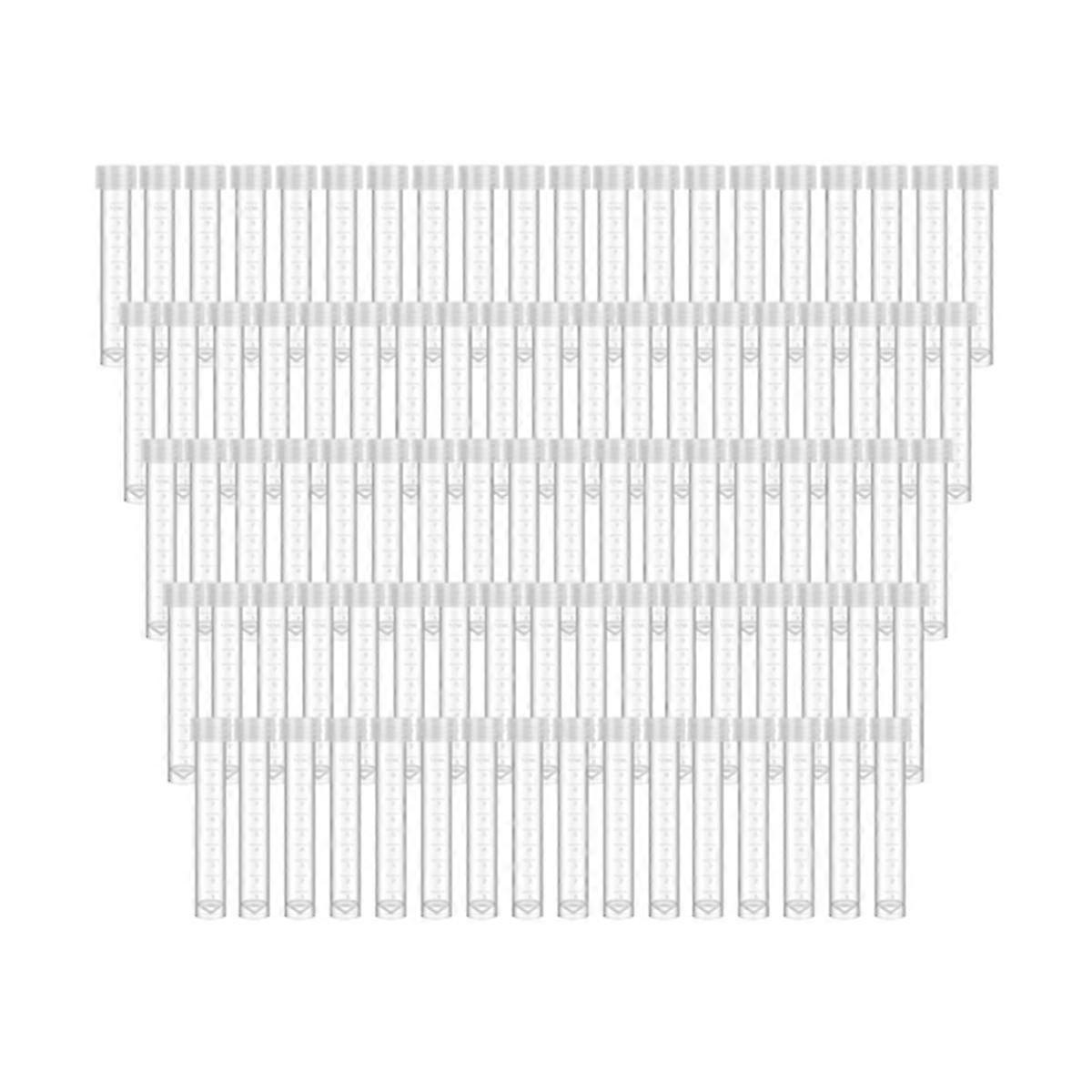 100 Pcs 10Ml Plastic Test Tubes with Lids Vial Seal Cap Container Small Storage Tubes with Caps Cle