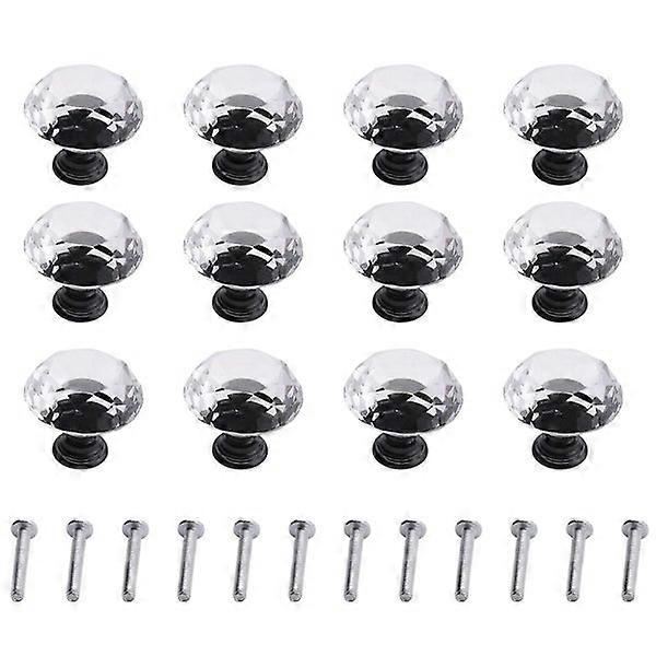 12 Pack Drawer Cabinet Knobs Diamond Shaped Artificial Crystal Glass Knobs Pulls