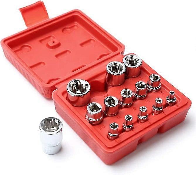 14-Piece E-Type Sleeve Set, High-Quality Hard Alloy, Compatible with 1/4", 3/8", 1/2" Sizes, Includes E4-E24, Blow-Molded Case