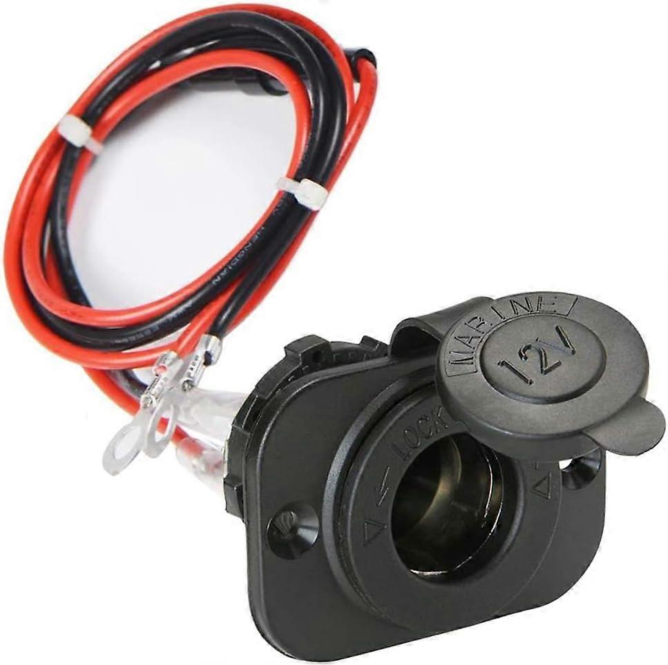 Car Cigarette Lighter Socket, Waterproof Cigarette Lighter Plug Socket with Fuse(250V 10A) & Cable