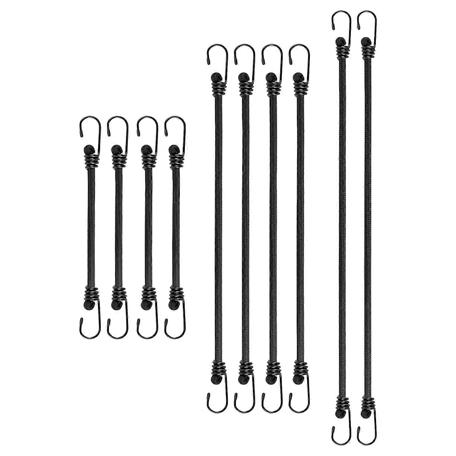 10PCS Black Rubber Rope Tensioning Strap High Elasticity Long Term Use Expander for Bicycles Roof Racks or Other Vehicles