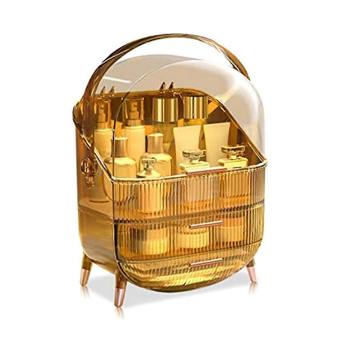 Portable Retro Series Multi-Function Make Up Case Dustproof Cosmetic Storage Box, Skin Care Products Jewelry Organizer C