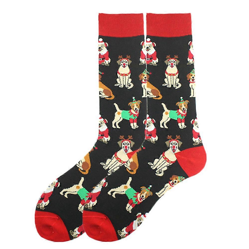 Christmas Mid Calf Novelty Socks Santa Claus Elk Print Festive Casual Comfortable Stretchy Socks Xmas Gift For Adults Unisex