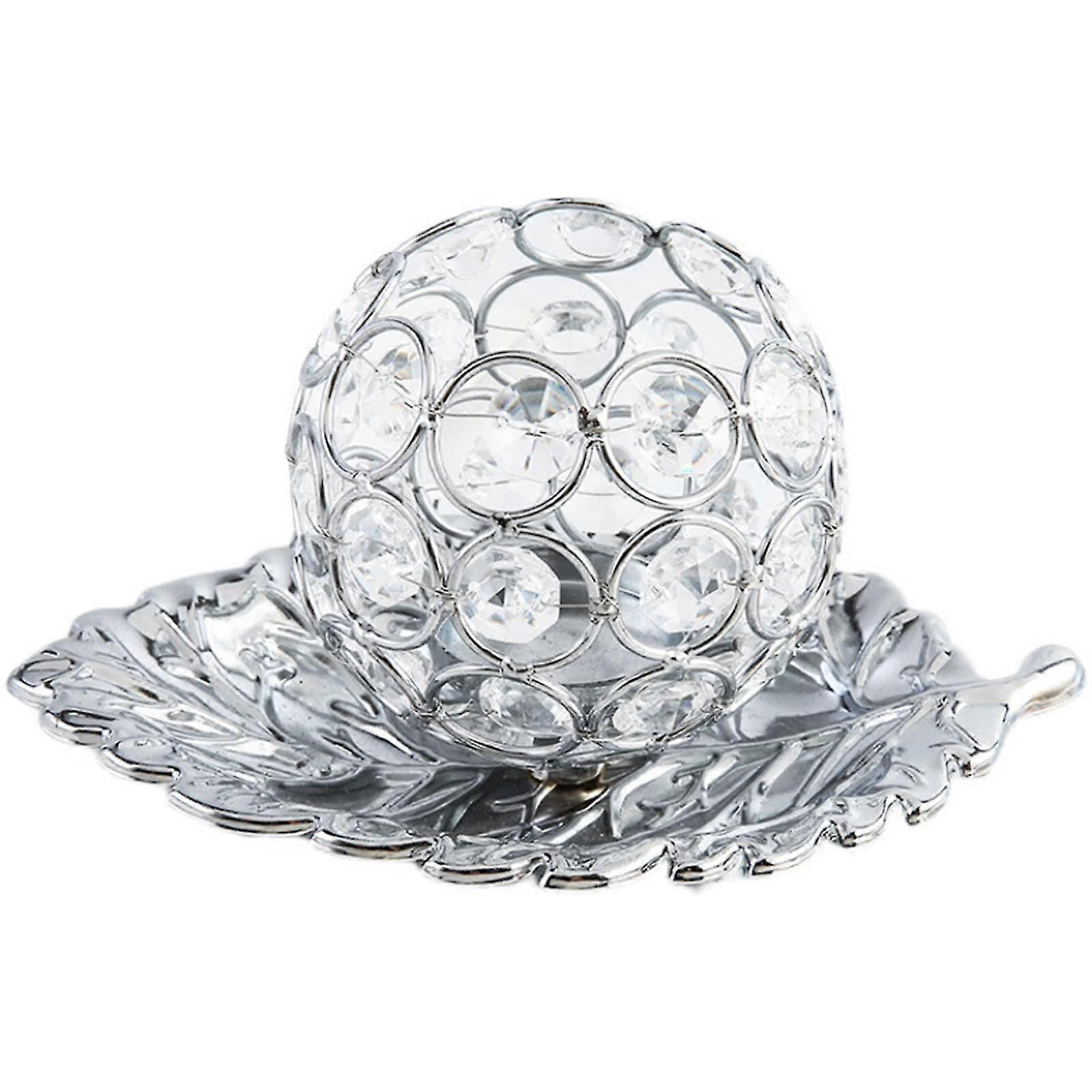Μεταλλική βάση tealight με δίσκο φύλλων κρυστάλλινη σφαίρα τσαγιού κάτοχος διακοσμητικό tealight κάτοχο τσαγιού (sliver)