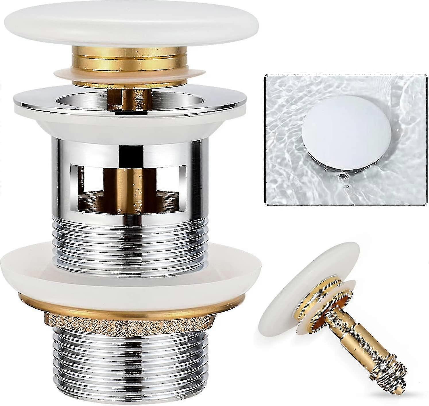 Universal Waste Set With Overflow For Washbasin And Washbasin - Ceramic Pop Up Valve Made Of Brass Waste Valve Washbasin Plug Waste Set