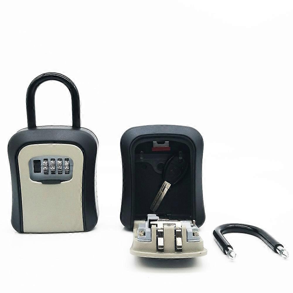 Outdoor Secure Key Box with Code Portable Key Lock Box with Hook with Detachable Shackle Weatherproof Black