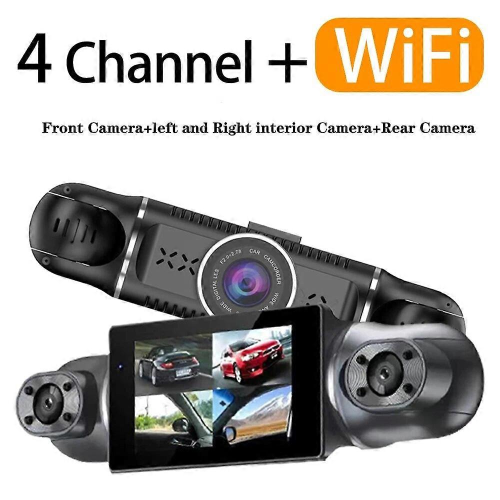 3 Inch WIFI Dash Cam 4 Channel On Screen Front Rear Left Right 4 Lenses 1080P Car DVR Video Recorder Night Vision Loop Recording
