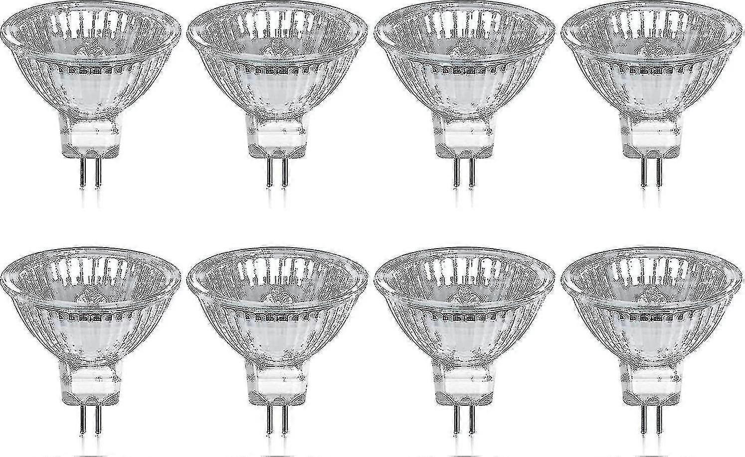 Lot de 8 ampoules halogènes GU5.3 MR16 35 W 12 V à intensité variable - Blanc chaud 2 800 K, 400 lumens, cache en verre