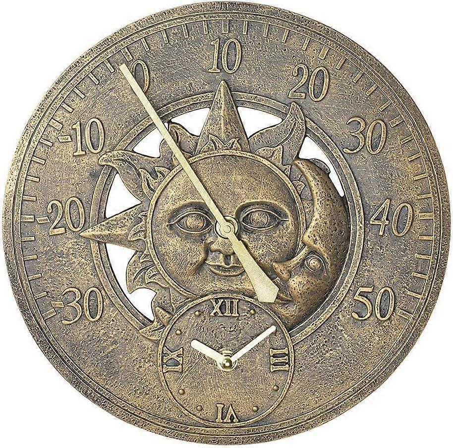 Outdoor Thermometer Clock Vintage Wall Clock