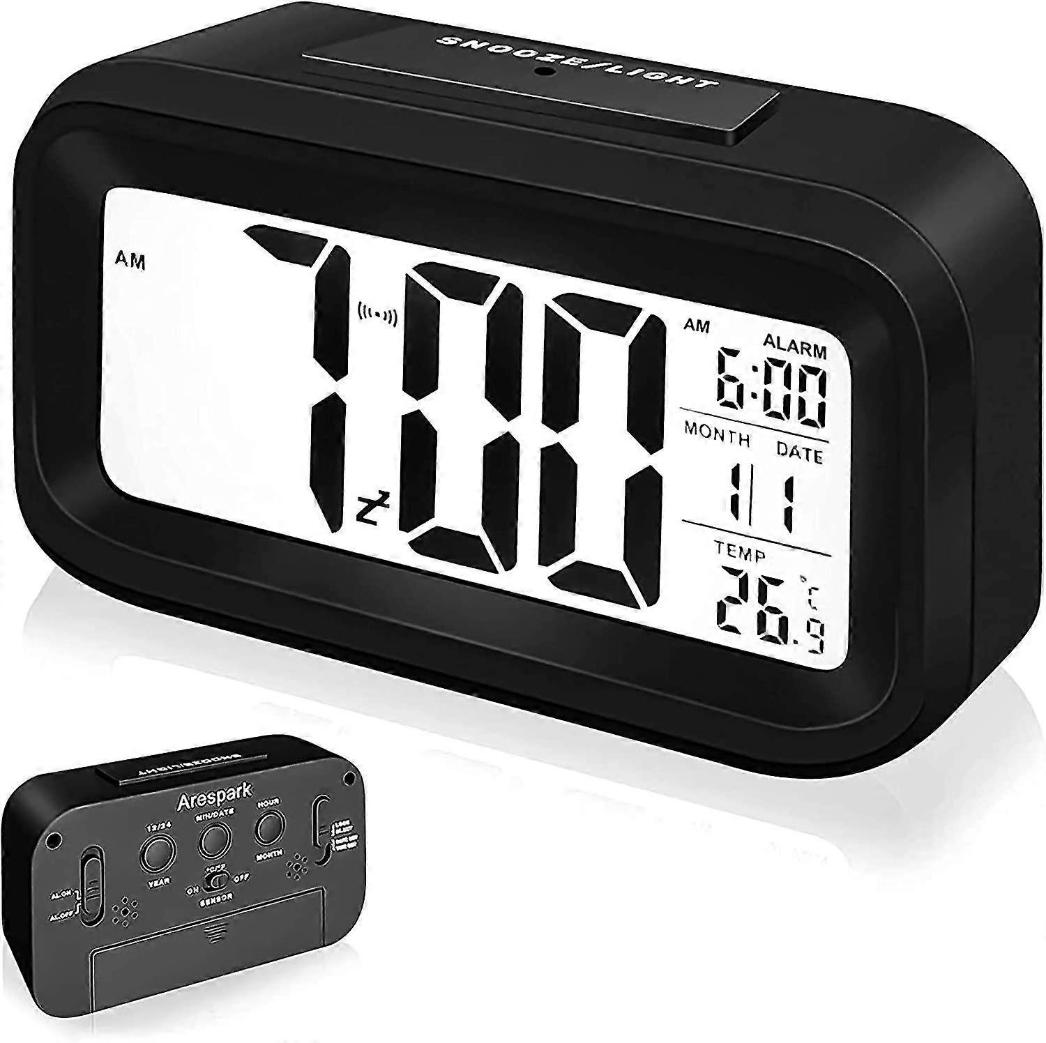Lcd Digital Alarm Clock, Digital Clock With Snooze Function, Travel Alarm Clock, Table Clock, Large Display, Date Temperature, Night Light For Childre