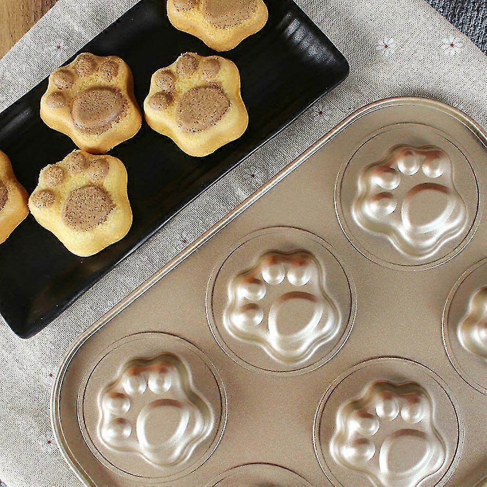 Six-grid Hollow Cat Claws Shape Baking Pan Diy Tool Carbon Steel Nonstick Cake B