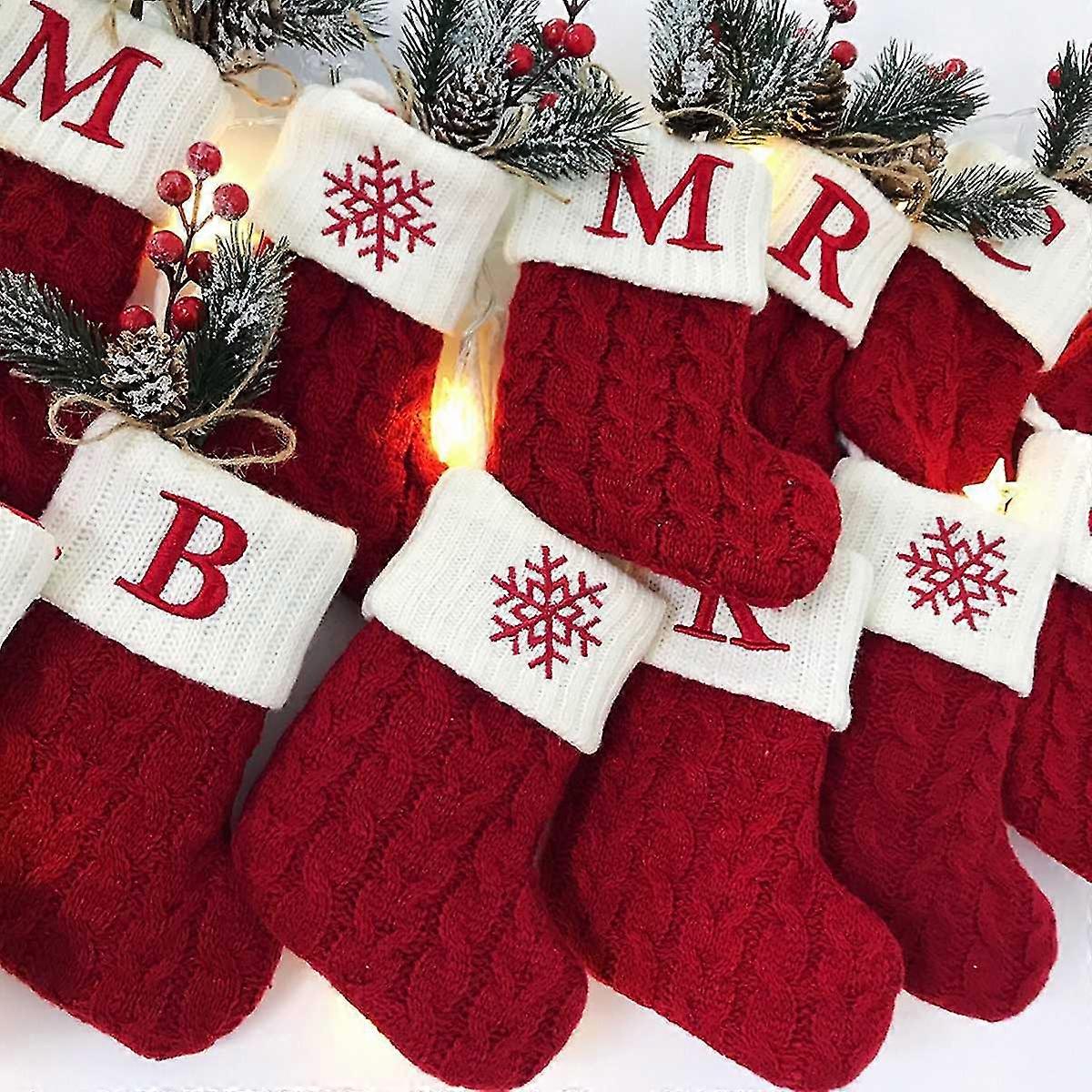 عيد الميلاد الأبجدية الحياكة الجوارب شجرة عيد الميلاد الحلي زينة عيد الميلاد للمنزل 2022 Navidad Noel 2023 هدية عيد الميلاد