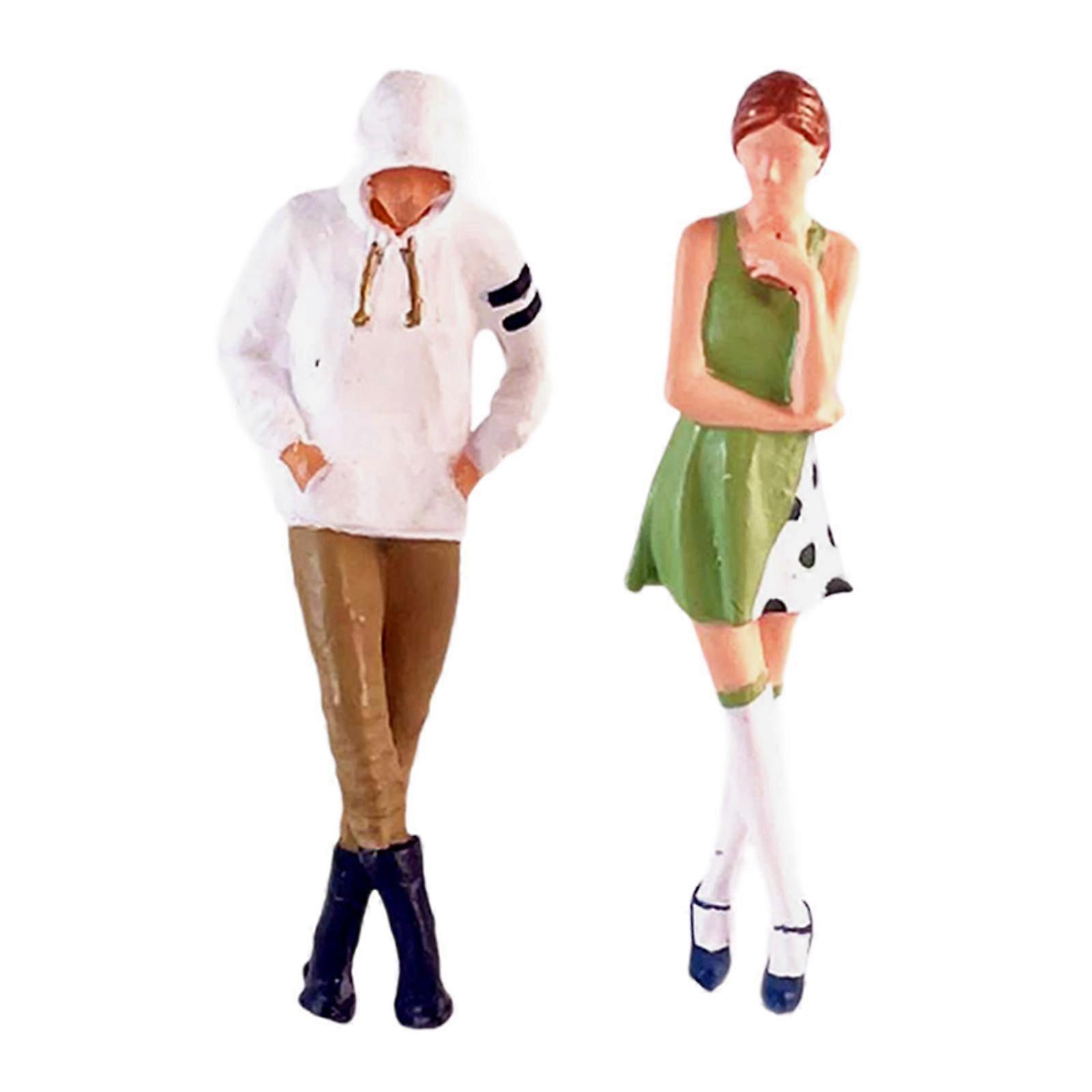 2x 1/64 Girl and Boy Figures Handpainted for DIY Projects Train Model Layout