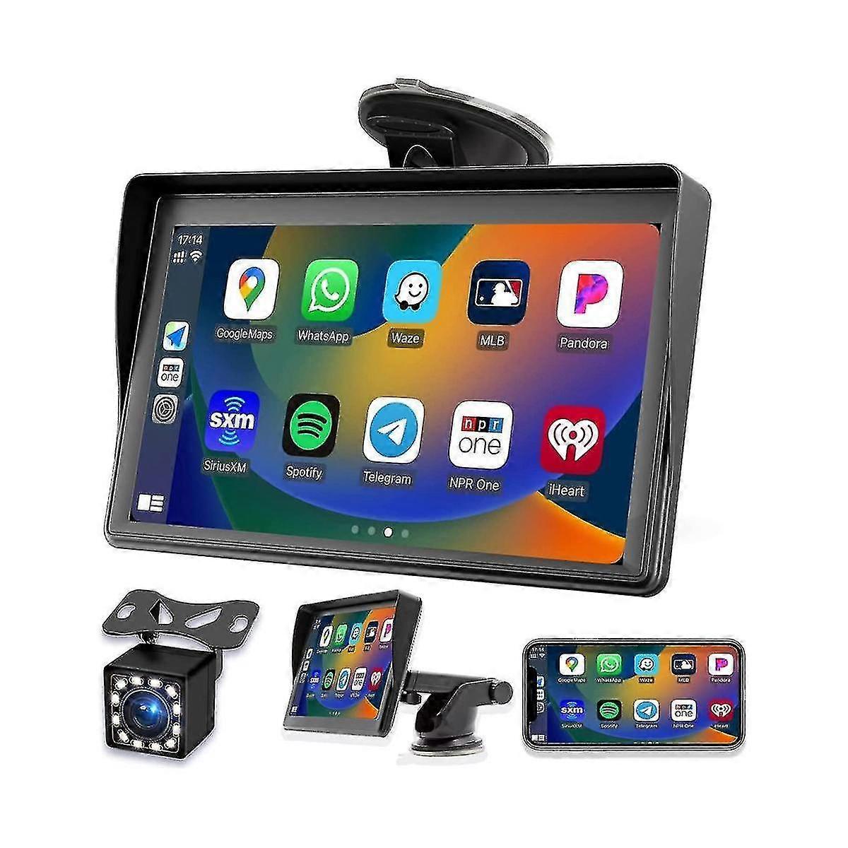 Tragbares Armaturenbrett-Mount-Carplay-Display 7-Zoll-Touchscreen, GPS-Navigation, Bluetooth-Autoradio, Bac