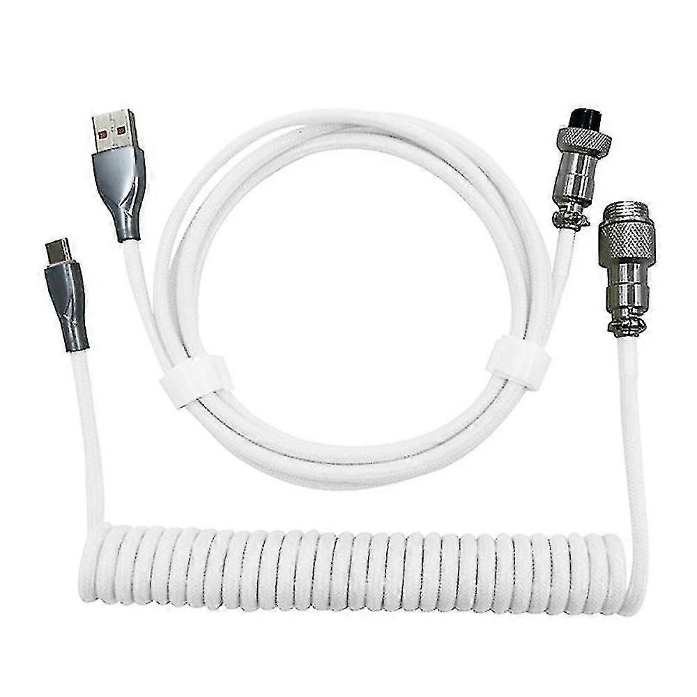 Mechanical Keyboard Cable Typec To Usb Data Aviation Head Cable,white