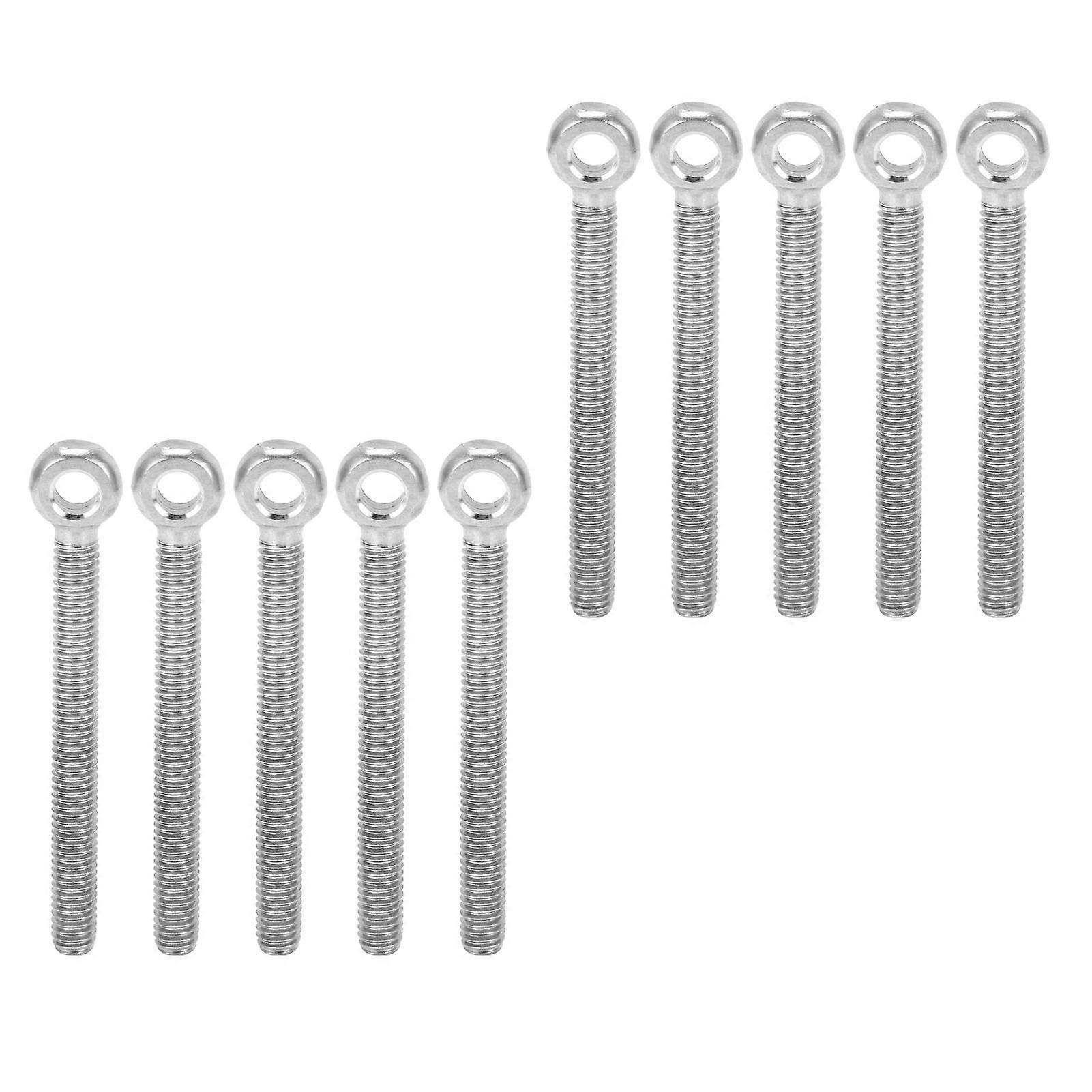 304 Stainless Steel M6x60 Eye Bolt Screws Hooks (10pcs) for Tightening and Connecting