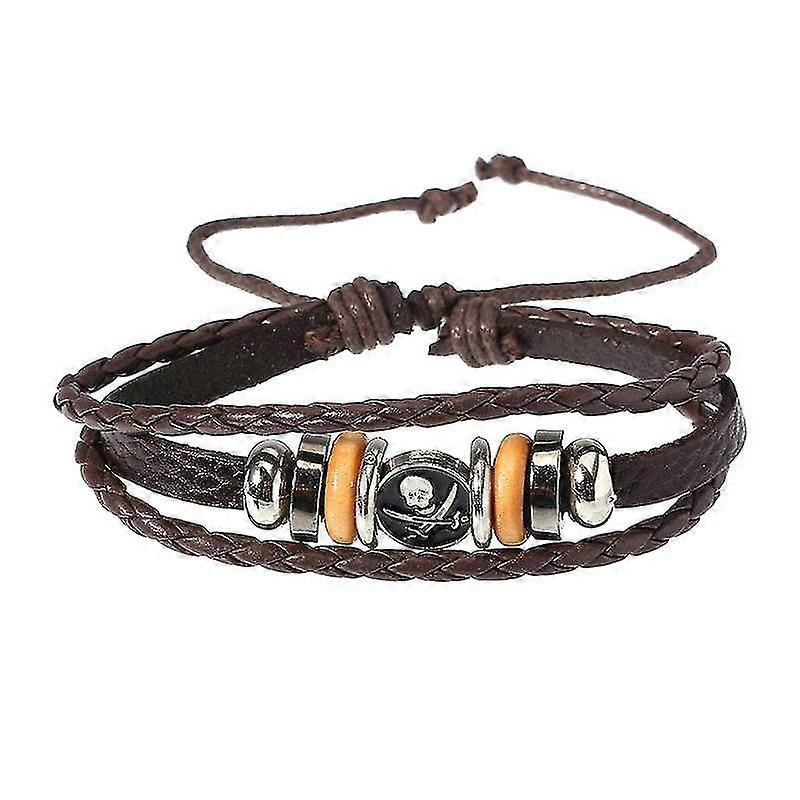 Punk Men's Bracelet Vintage Multilayer Woven Skull Pattern Chain