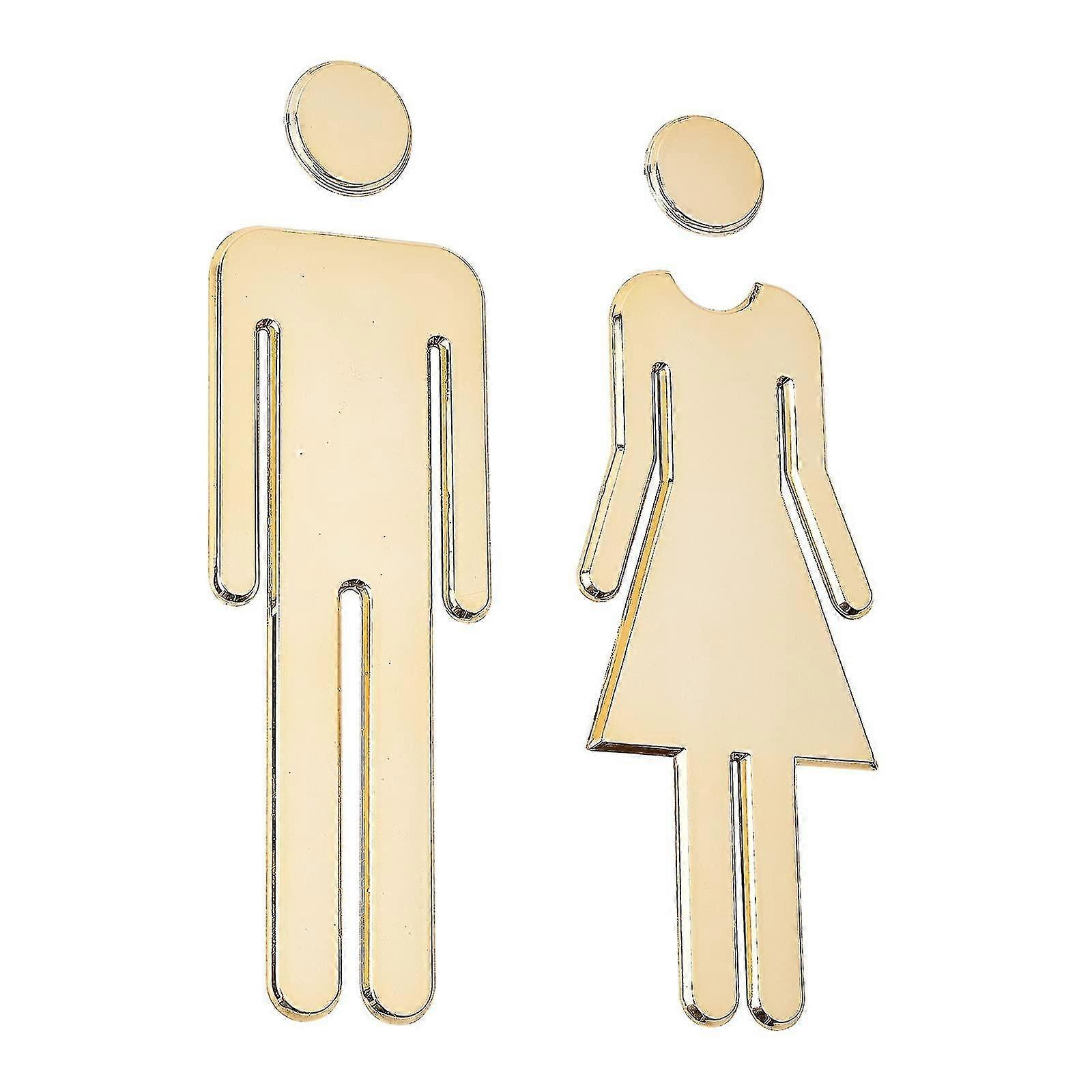 السيدات والرجال ذاتية اللصق علامة باب المرحاض ، علامات باب الحمام للمنزل ، الفندق ، المكتب ، المتجر ، موقف السيارات ، المطعم (ذهبي)