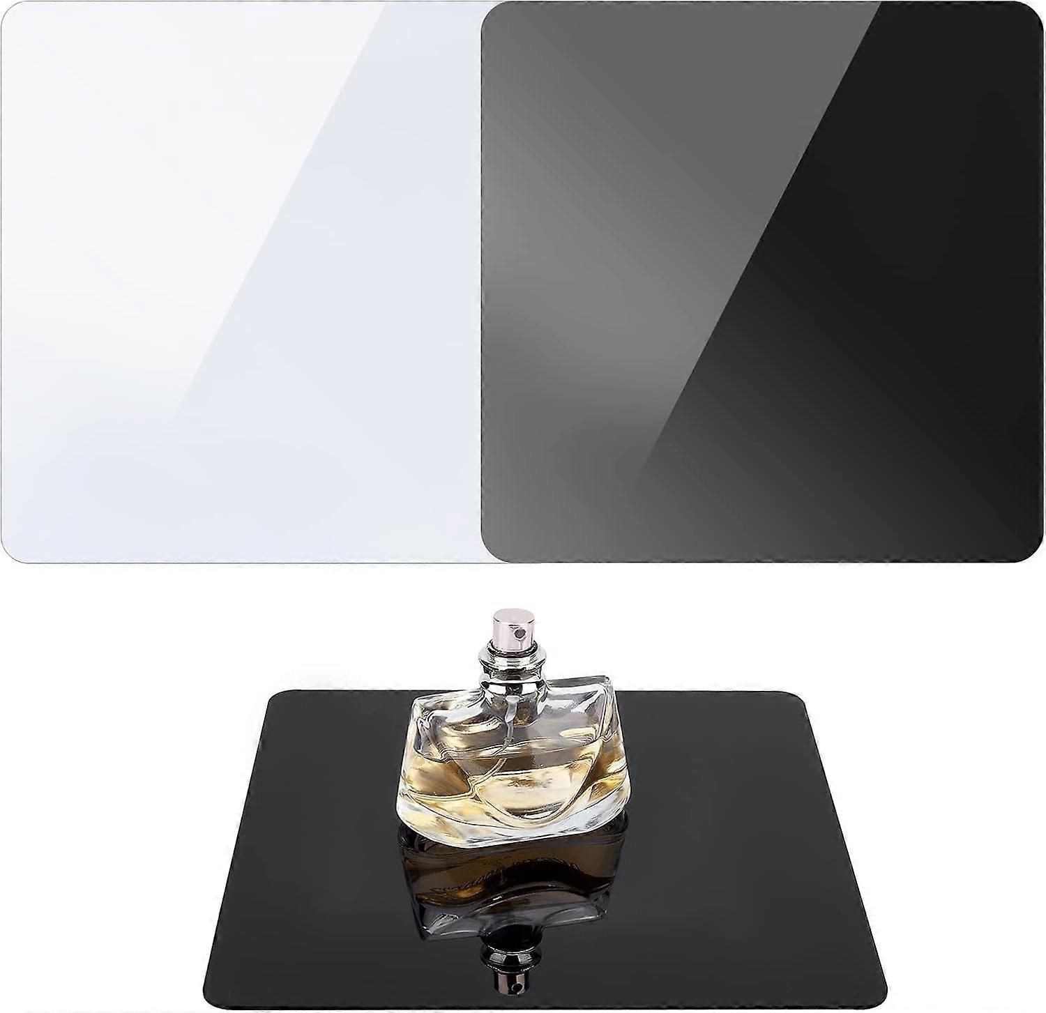 4pcs Acrylic Display Board White Black Reflective Table Riser Background 8 Inch Square Table Top Display Board for Small Product Tabletop Photography