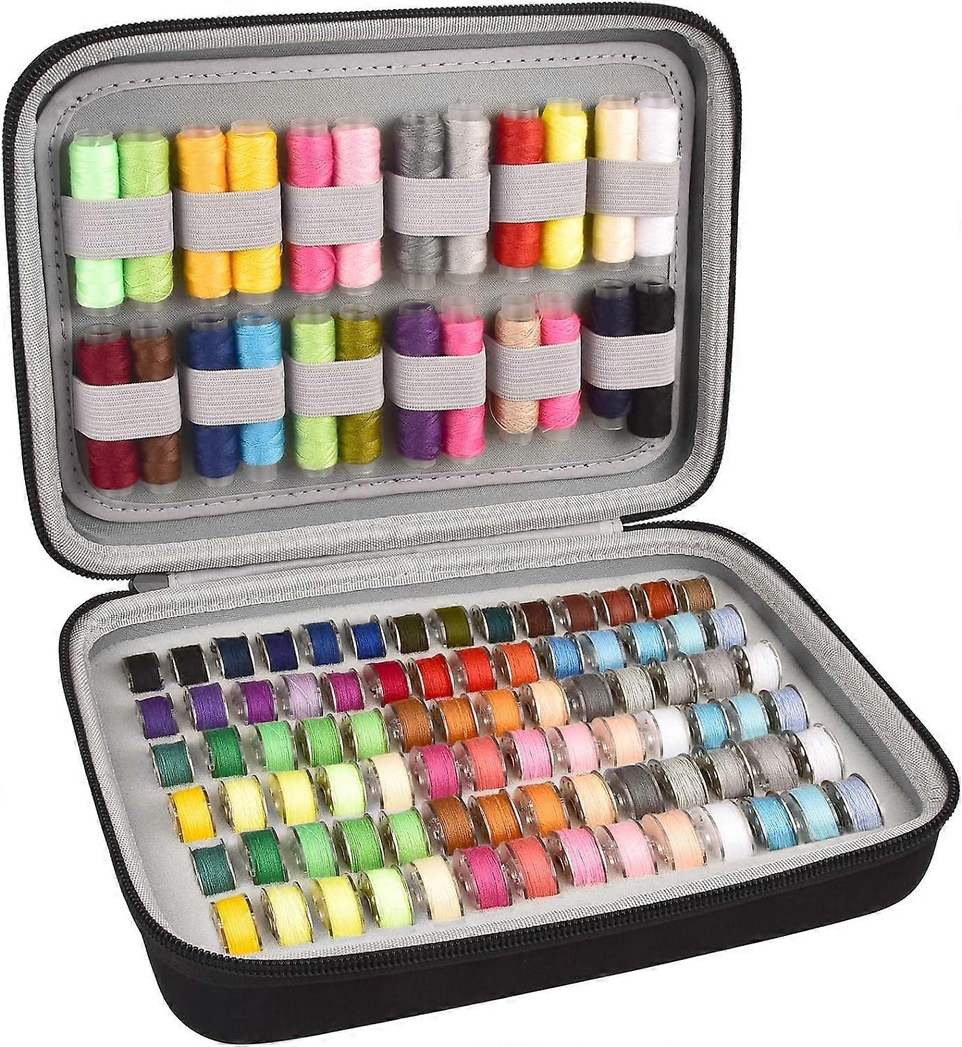 Bobbin Holder, Bobbins Case Thread Organizer, Bobbins Spool Storage Box Holds Up to 84pcs Bobbins and 24pcs Sewing Thread Spools Compatible with Broth