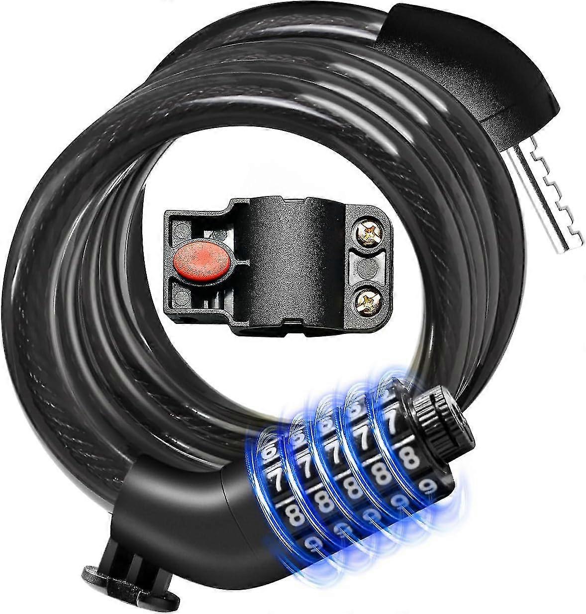 Bicycle Lock Cable With Combination,High Security Resettable Anti-Theft, Scooter Mounting Bracket For Bikes and