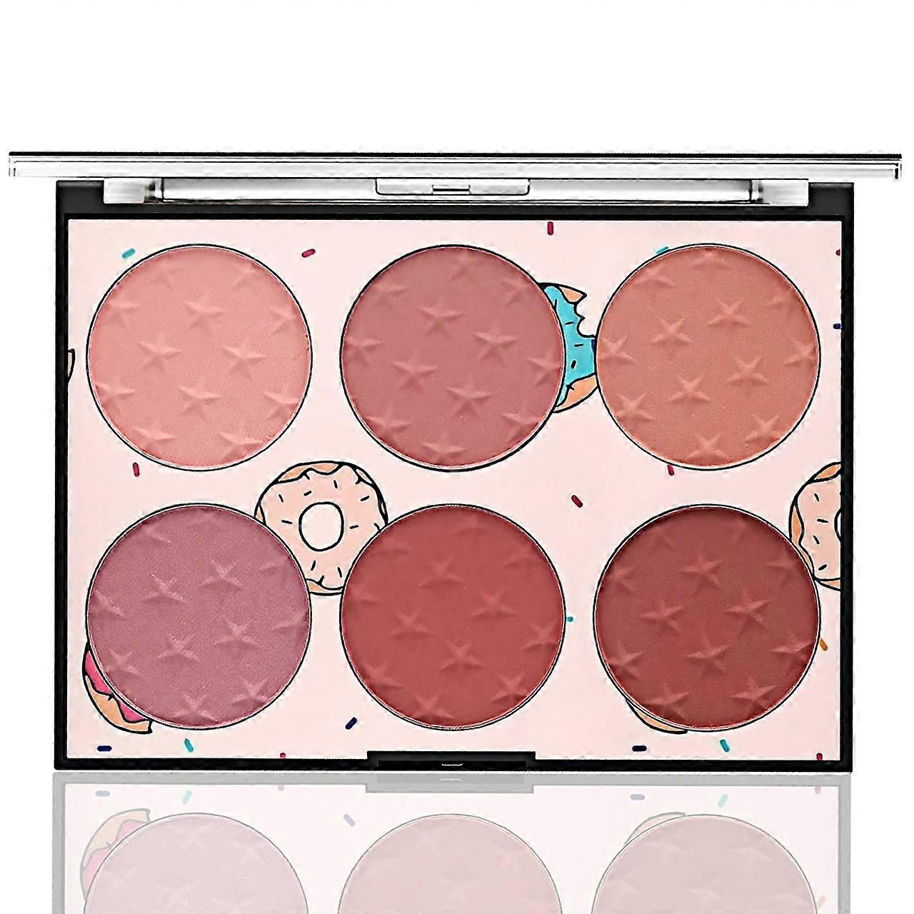 6set 6 Color Blush Palette, Matte and Shimmer Powder, Highlight Face Blusher Buildable, Professional Facial Contour Blush Pallet Pigmented and Long La