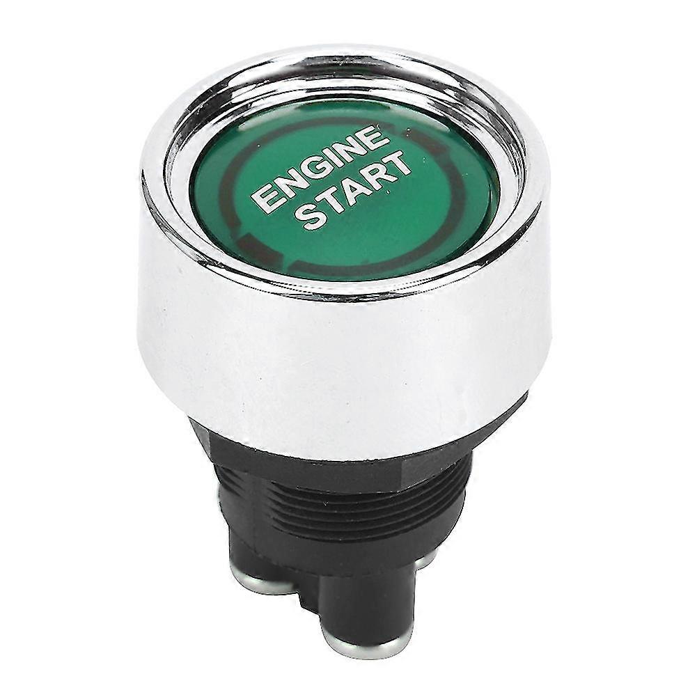 LED Engine Start Switch Ignition Starter Engine Start Stop Button for RVs Racing CarGreen