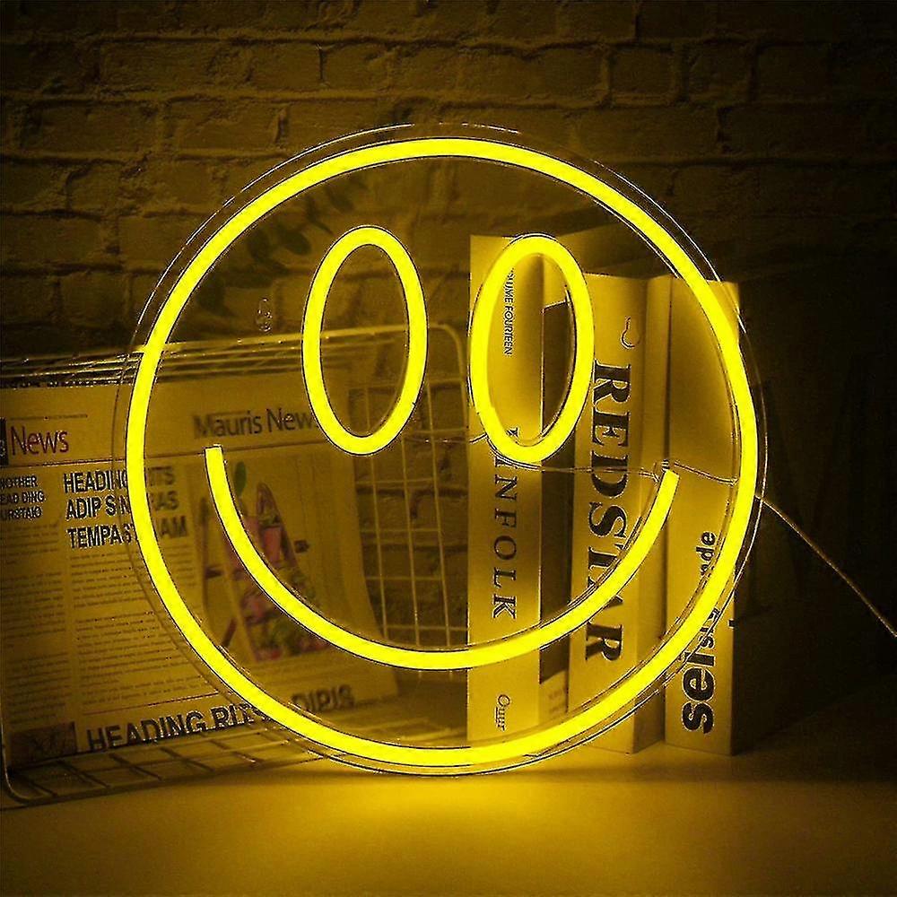Led neon akryl smil ansigt usb polstring lys
