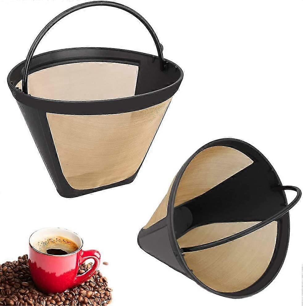 Wiederverwendbare Kaffeefilter aus Edelstahl - 2er-Pack, feinmaschig, Dauerfilter mit Griff