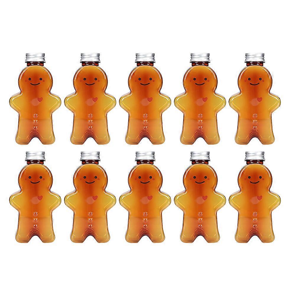 10pcs Christmas Bottles Xmas Gingerbread Man Candy Jars Juice Bottles 500ml
