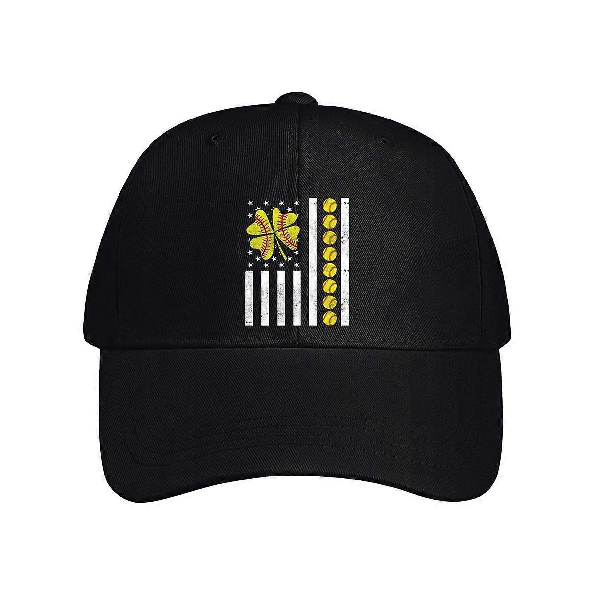 Softball Shamrock Usa Flag Baseball Cap