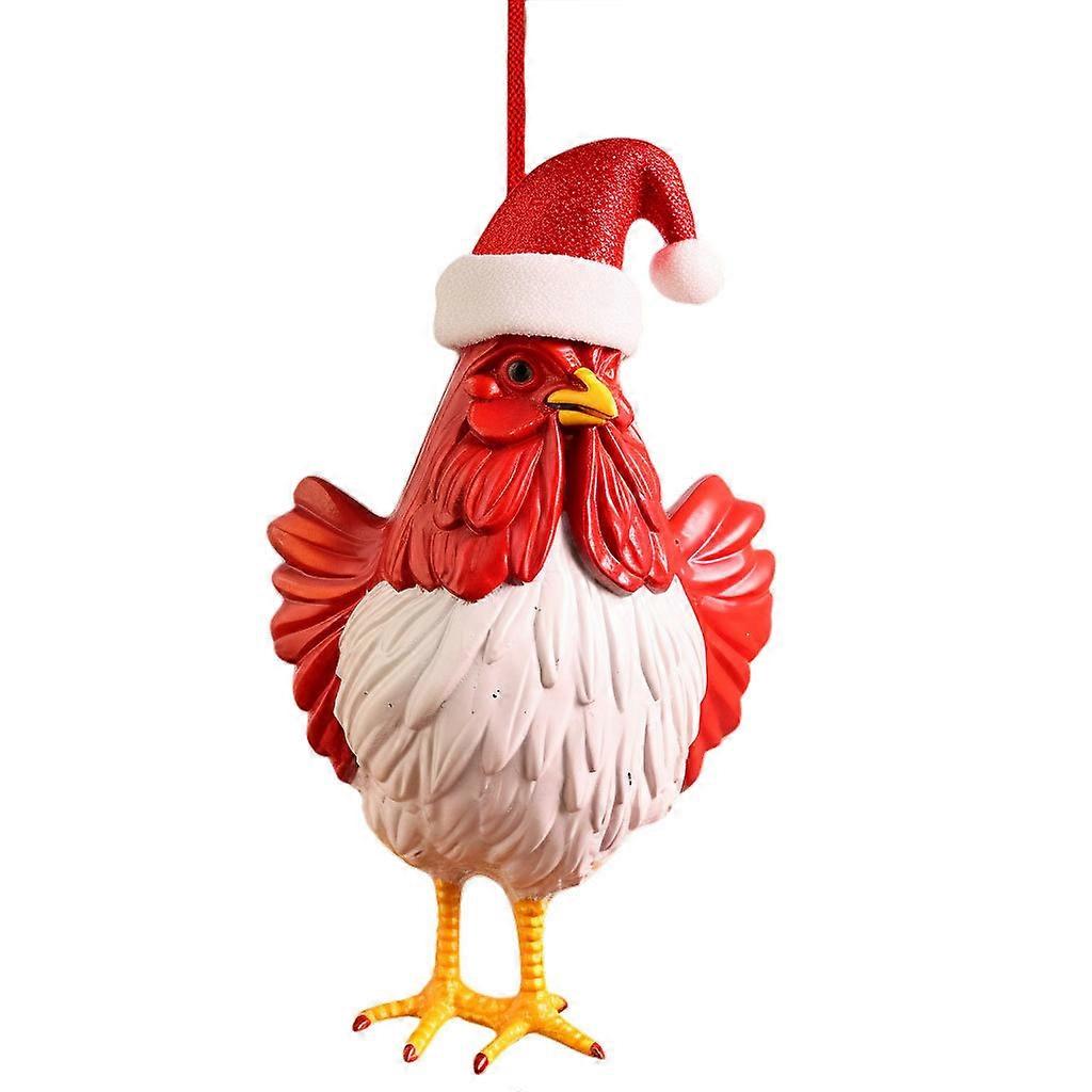 Kyckling i en jultomtehatt Jul Akryl Prydnad