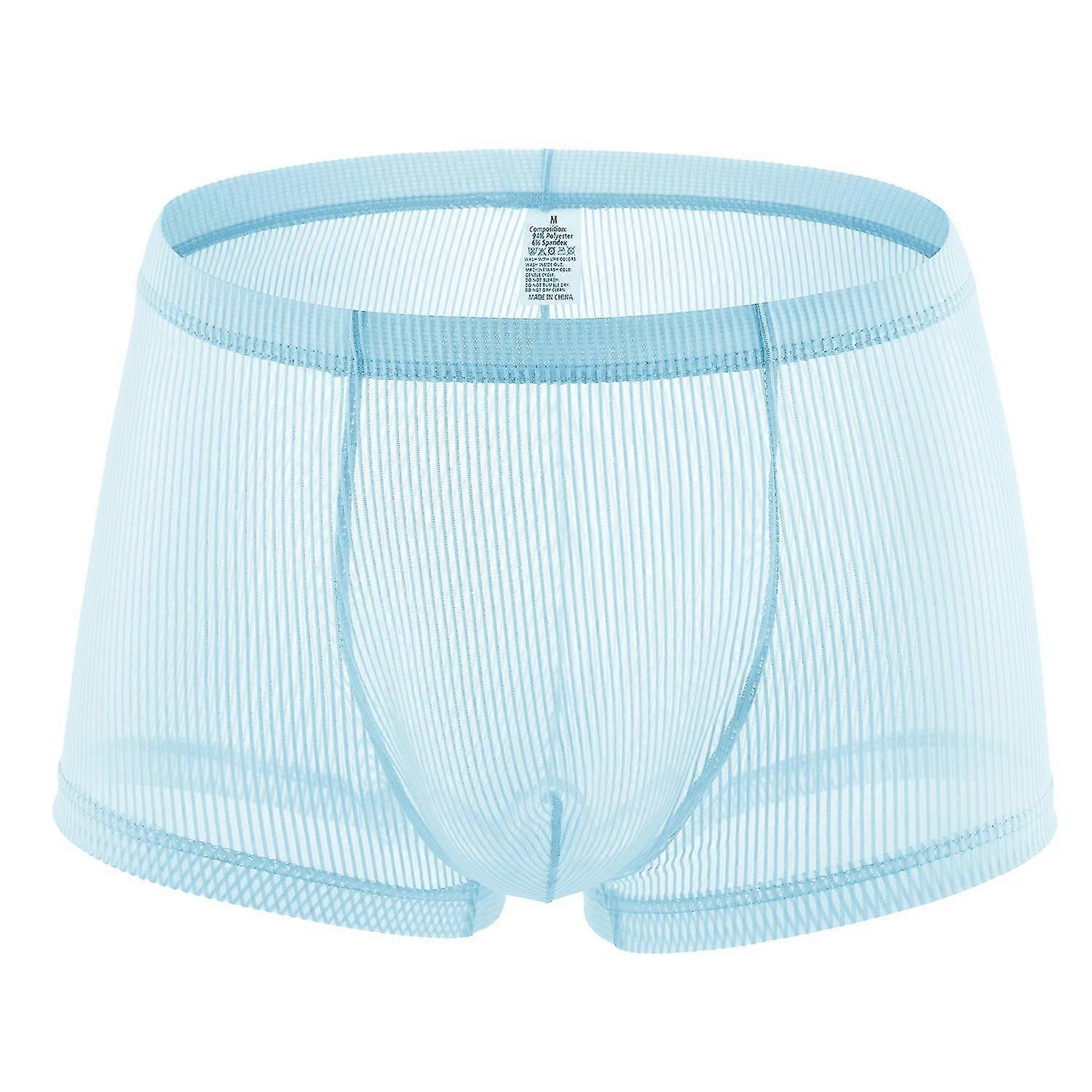 Genomskinliga randiga boxertrosor för män Byxor andas underkläder Erotiska kalsonger