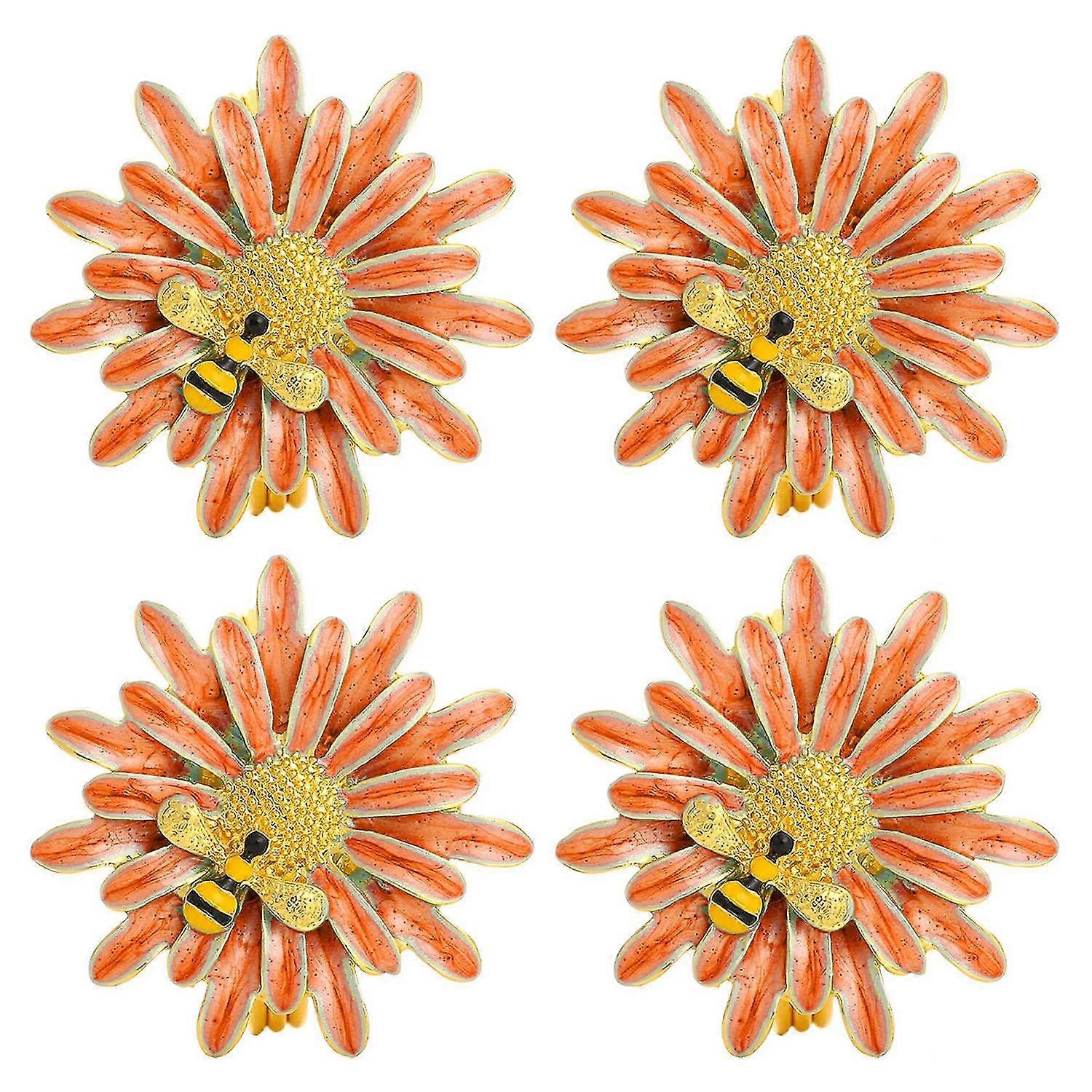 4Pcs Flower-Shaped Napkin Rings Rustproof Not Easily Deformed Decorative Napkin Holders Party Decora