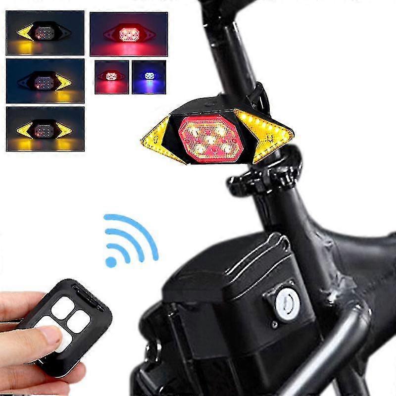 Smart Bike Light Wireless Remote Control Cycling Turning Signal Taillight Usb Bicycle Rechargeable Rear Light Led Warning Lamp
