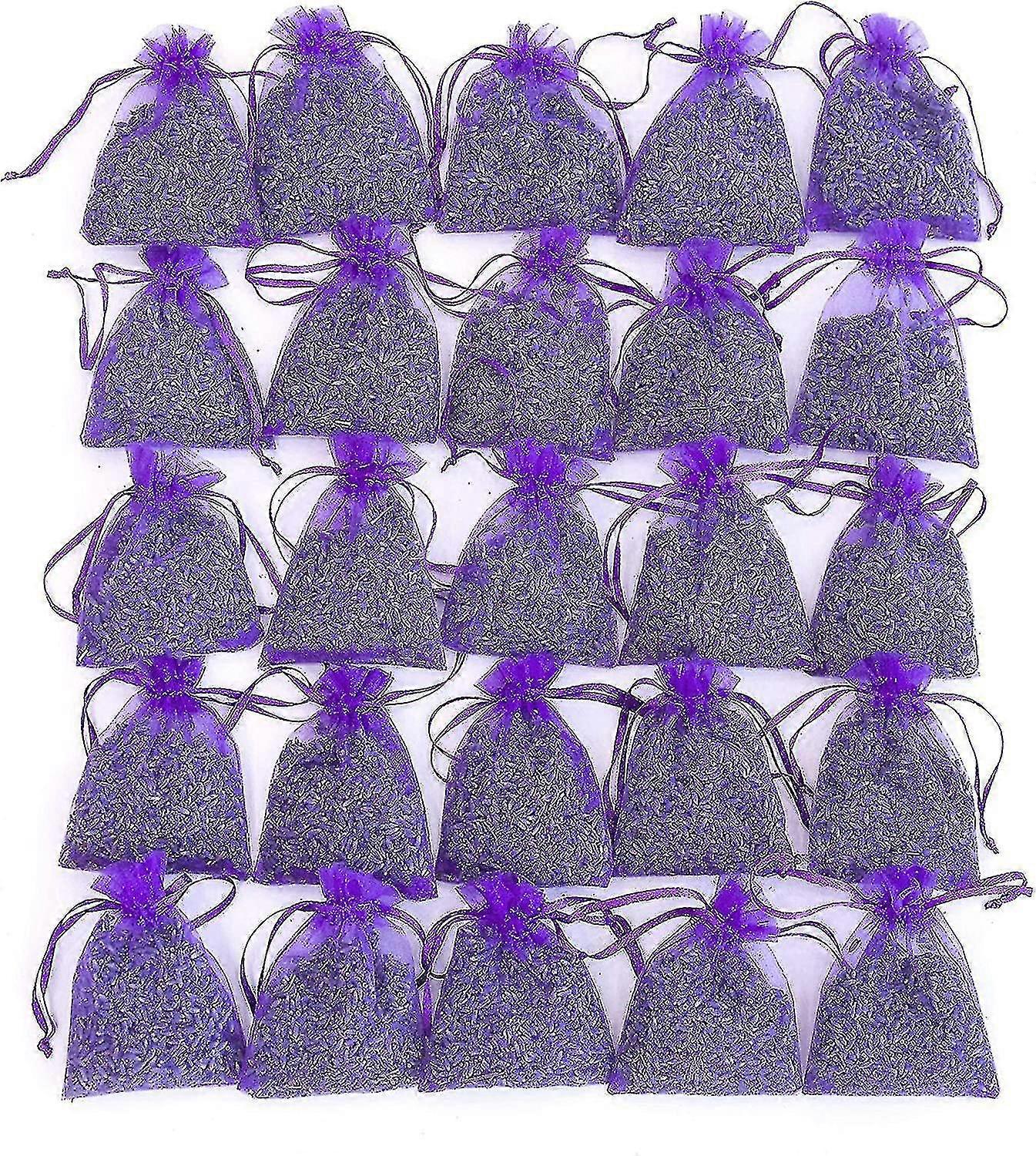 25pcs Sachets de lavande Sacs, Fleurs de Lavande Séchée Sachets de Parfum