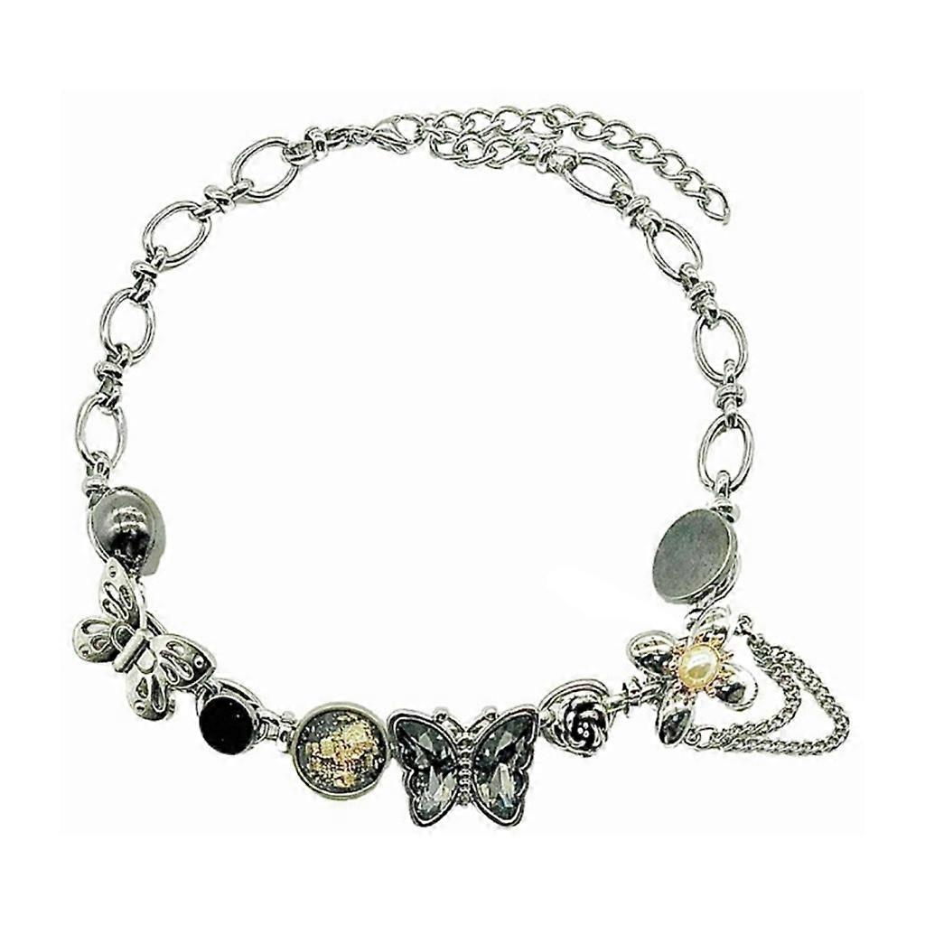 Butterfly Button Necklaces Copper Material Butterfly Button Chain Chokers