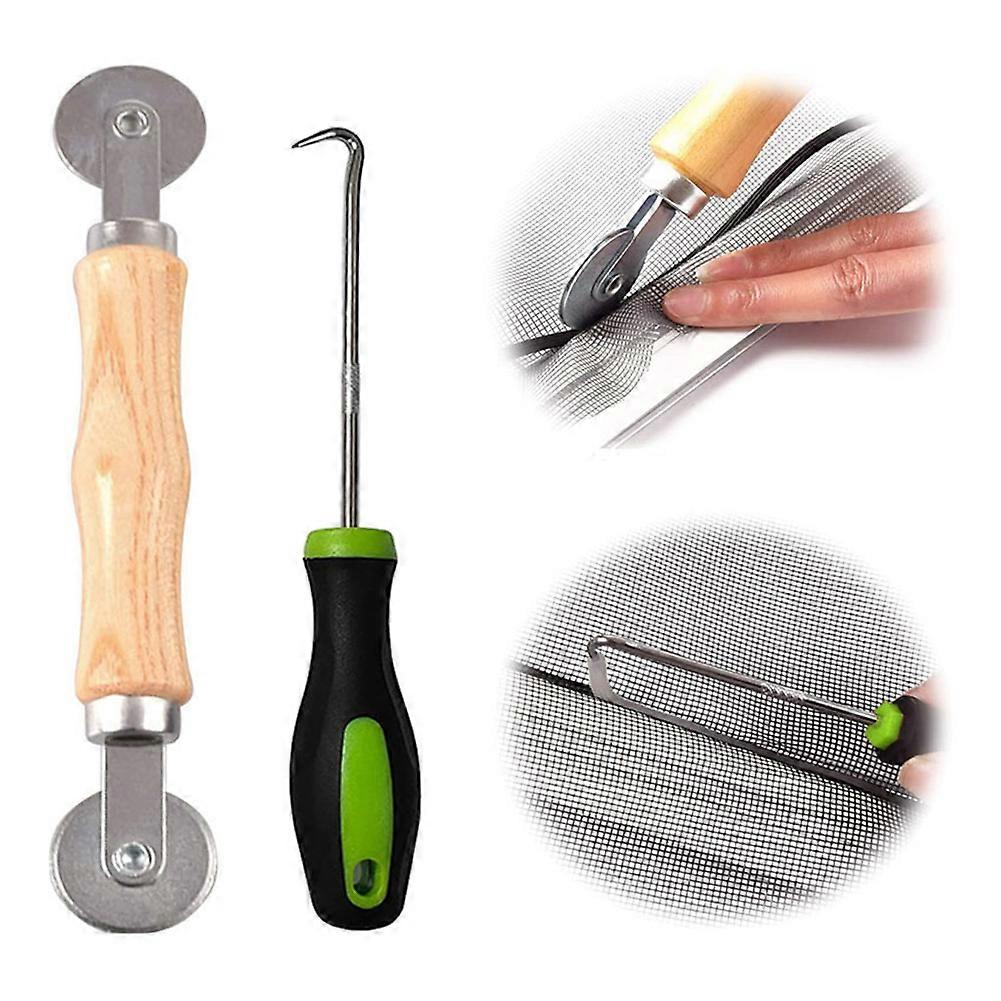 2023 New Screen Window Spline Roller Set, for Installing Window Screen Door, with Hook and Gauze Wheel Rolling Tool, 2pcs